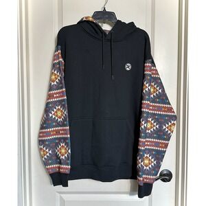 Hooey Men's Black XL Hoodie Colorful Geometric Design Sleeves Western Rodeo  EUC